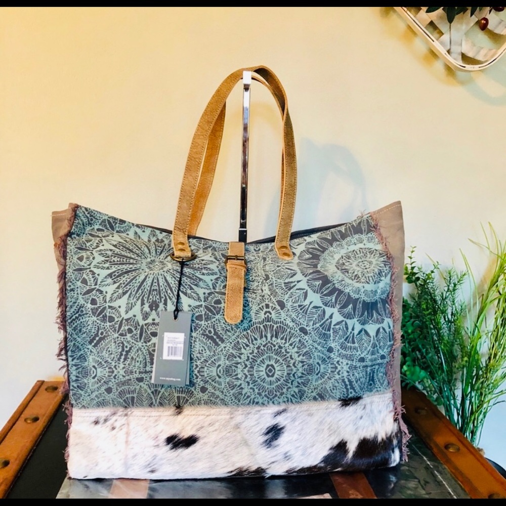 Myra bag large tote weekender Upcycled canvas NWT